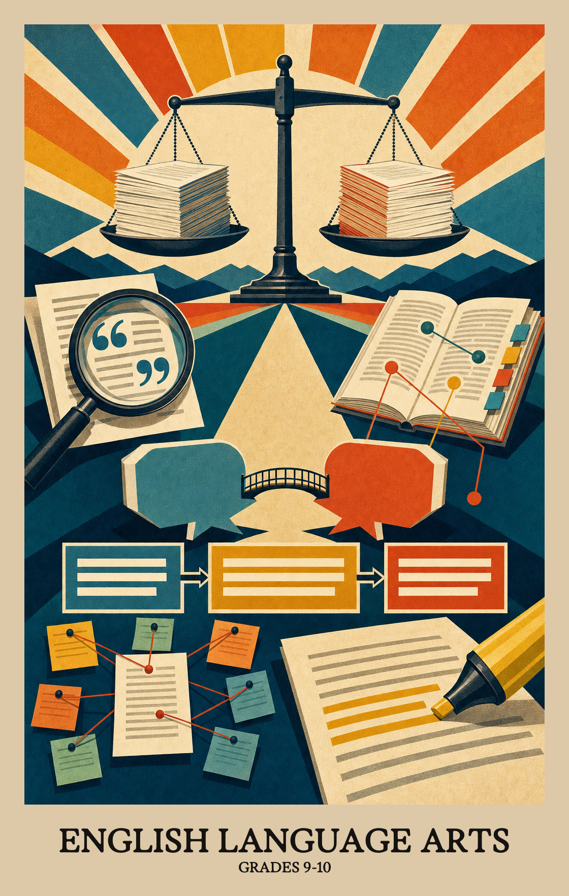 Illustration of what students learn in Grades 9-10 English Language Arts