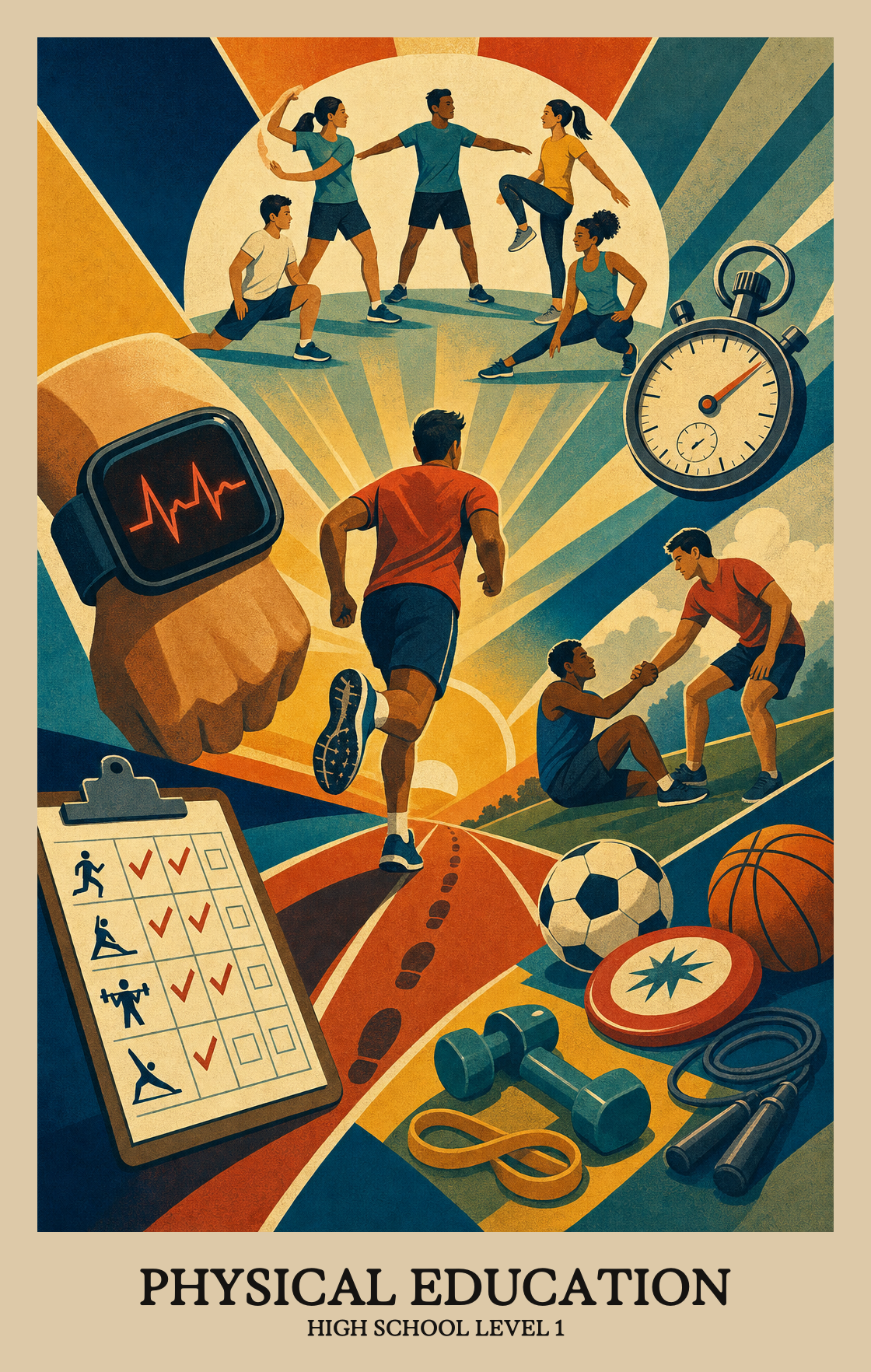 Illustration of what students learn in High School Level 1 Physical Education