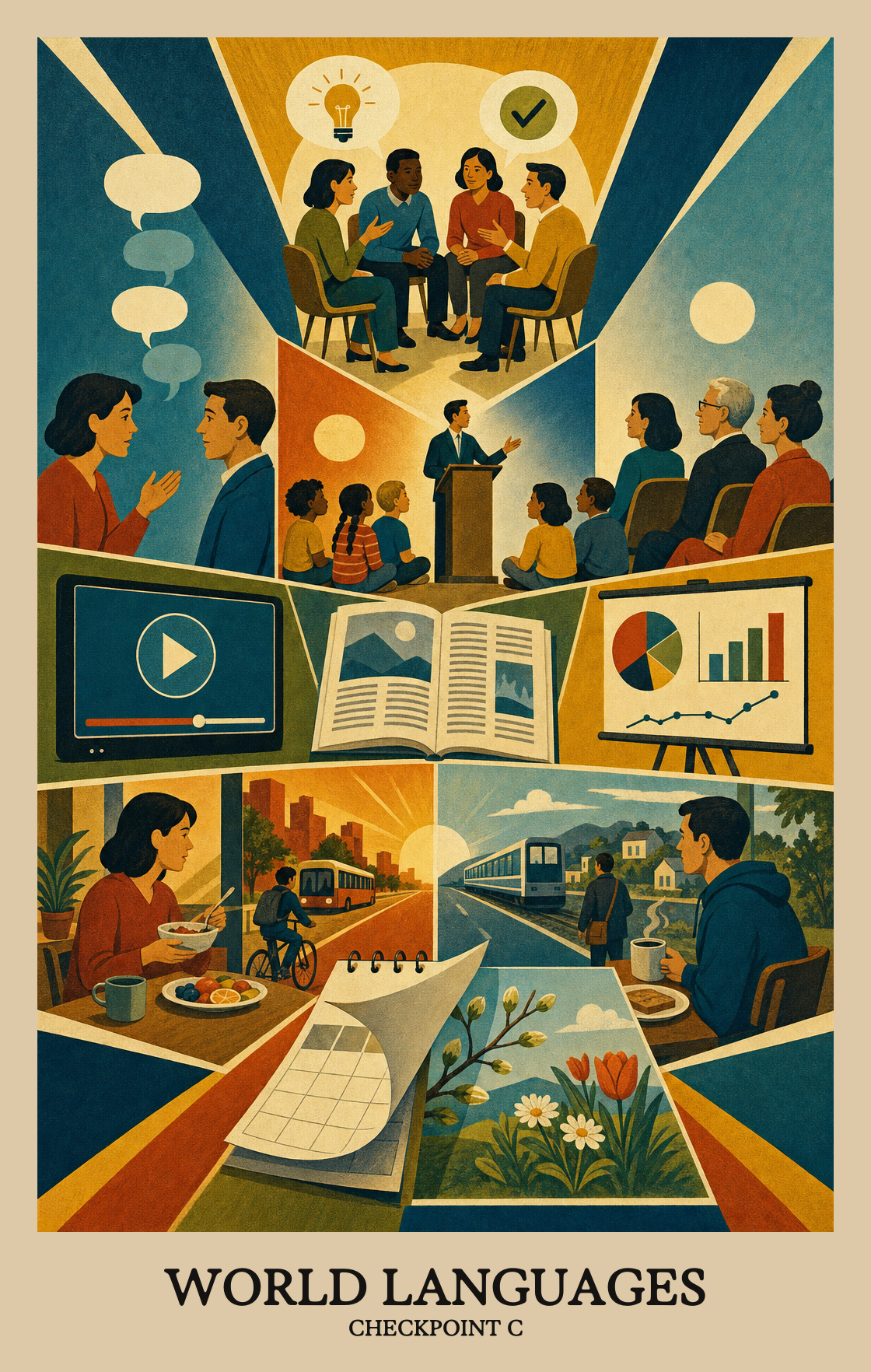 Illustration of what students learn in Checkpoint C World Languages