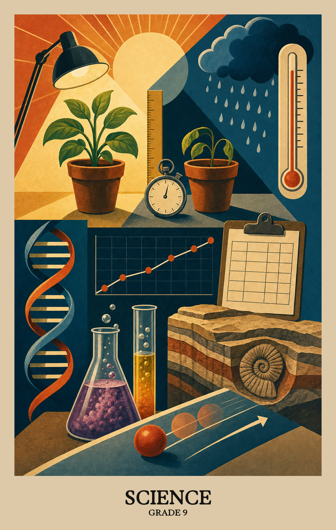 Illustration of what students learn in Grade 9 Science