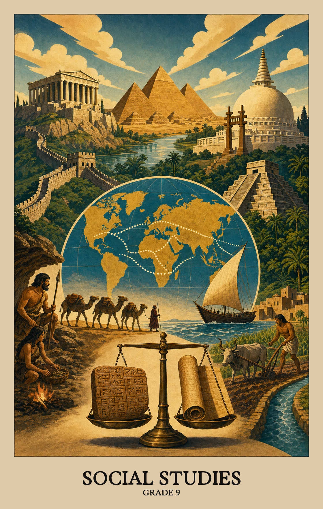 Illustration of what students learn in Grade 9 Social Studies